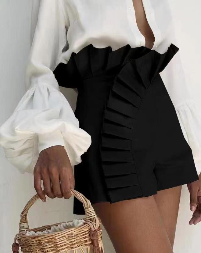Damen Shorts mit eleganten Rüschendetails und hohem Taillenbund R&B
