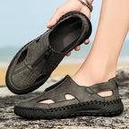 Damen Atmungsaktive Ledersandalen mit rutschfester Sohle und verstellbaren Riemen R&B