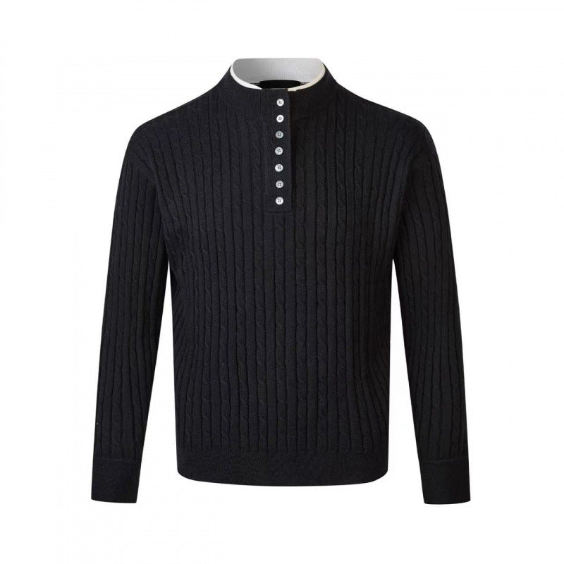 Herren Feinstrickpullover mit dekorativen Knopfdetails R&B