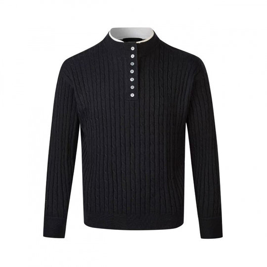 Herren Feinstrickpullover mit dekorativen Knopfdetails R&B