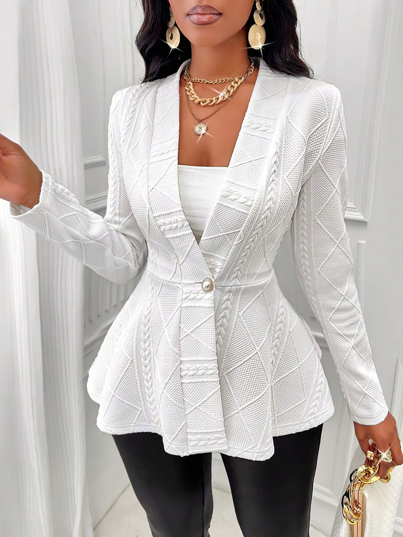 Damen elegante Blazerjacke mit strukturiertem Design und taillierter Silhouette R&B