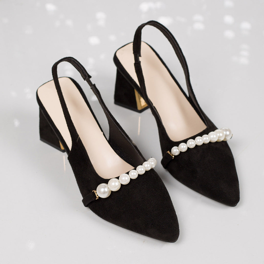 Damen Slingback-Pumps mit elegantem Perlenbesatz und stabiler Absatzhöhe R&B
