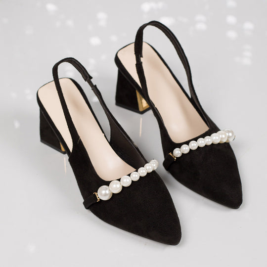 Damen Slingback-Pumps mit elegantem Perlenbesatz und stabiler Absatzhöhe R&B