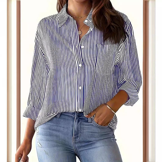 Damen lässige Bluse mit Streifen R&B