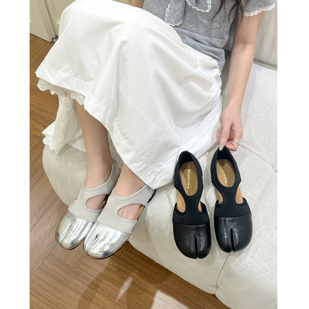 Damen elegante Slipper mit modischen Cut-Outs und funkelndem Metalleffekt R&B