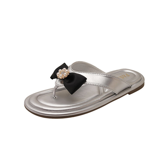 Damen Zierliche Zehentrenner-Sandalen mit eleganter Schleifen-Applikation R&B