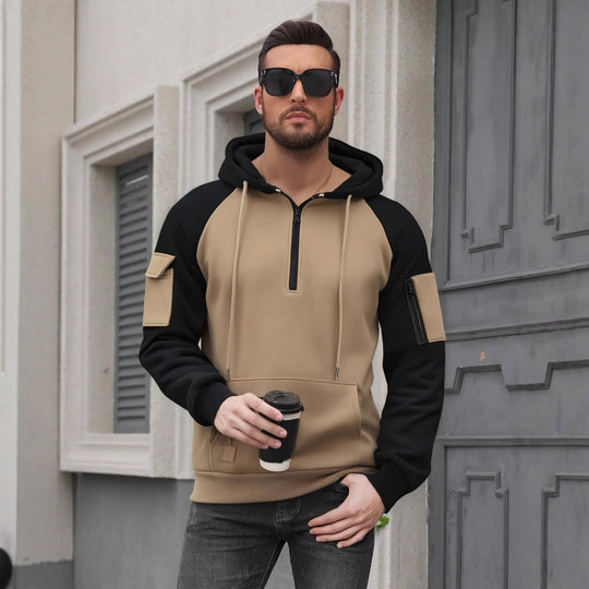 Herren Modischer Kapuzenpullover mit praktischen Reißverschluss-Details und sportlichem Schnitt R&B
