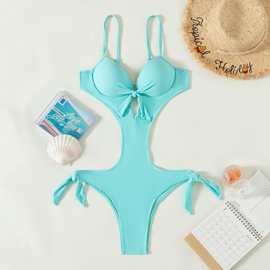 Damen Eleganter Cut-Out-Badeanzug mit Schleifendetail R&B