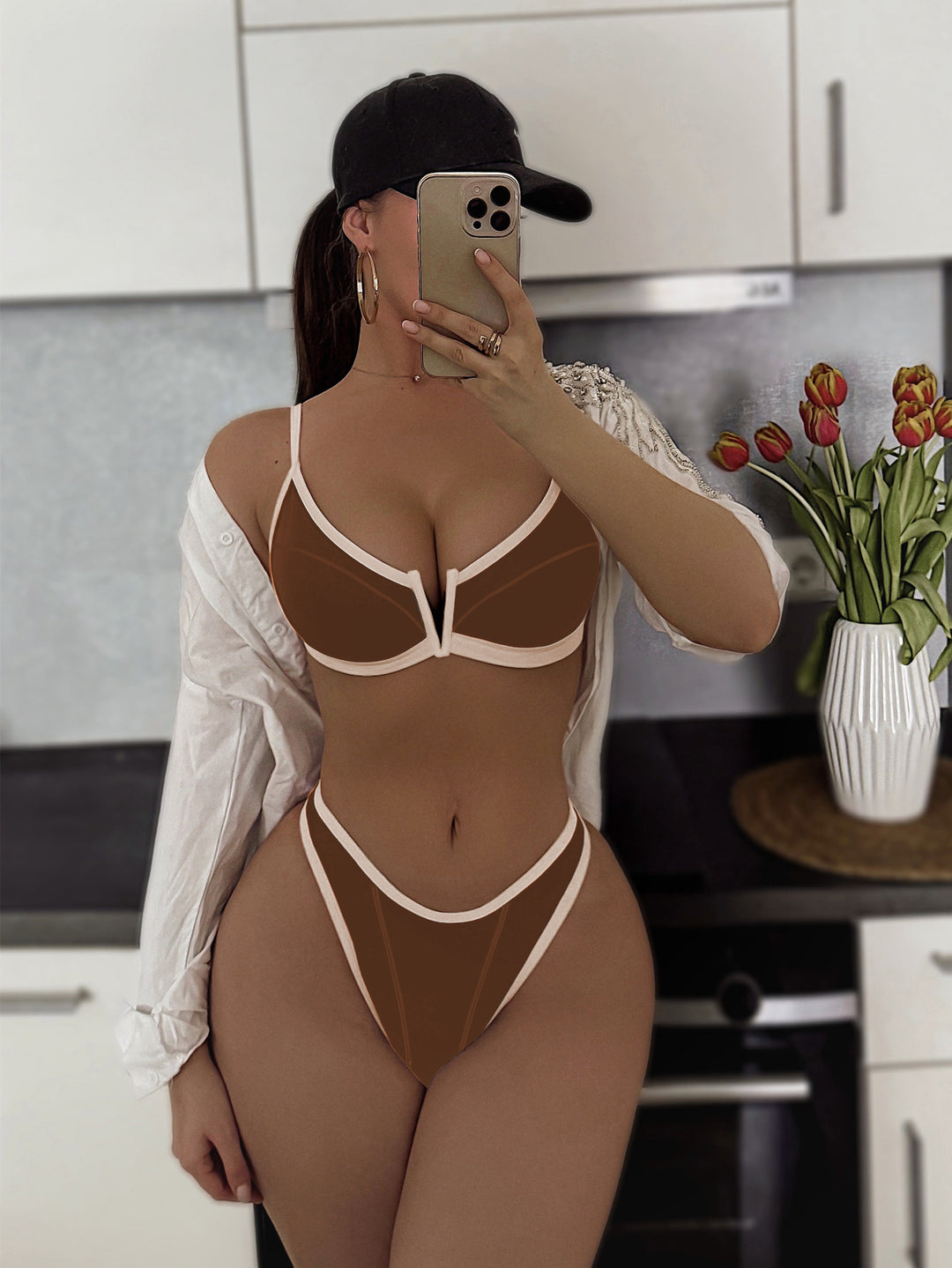 Damen Push-up Bikini mit stylischem V-Ausschnitt R&B
