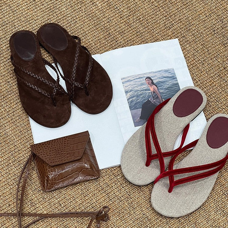 Damen Zehentrenner-Sandalen mit flexiblem Fußbett und elegantem Riemendesign R&B