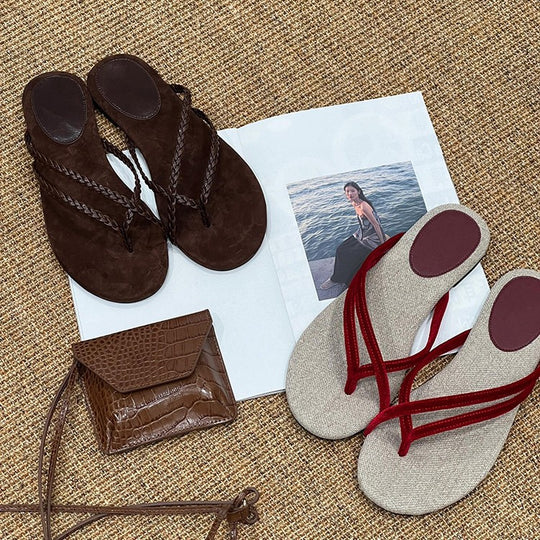 Damen Zehentrenner-Sandalen mit flexiblem Fußbett und elegantem Riemendesign R&B