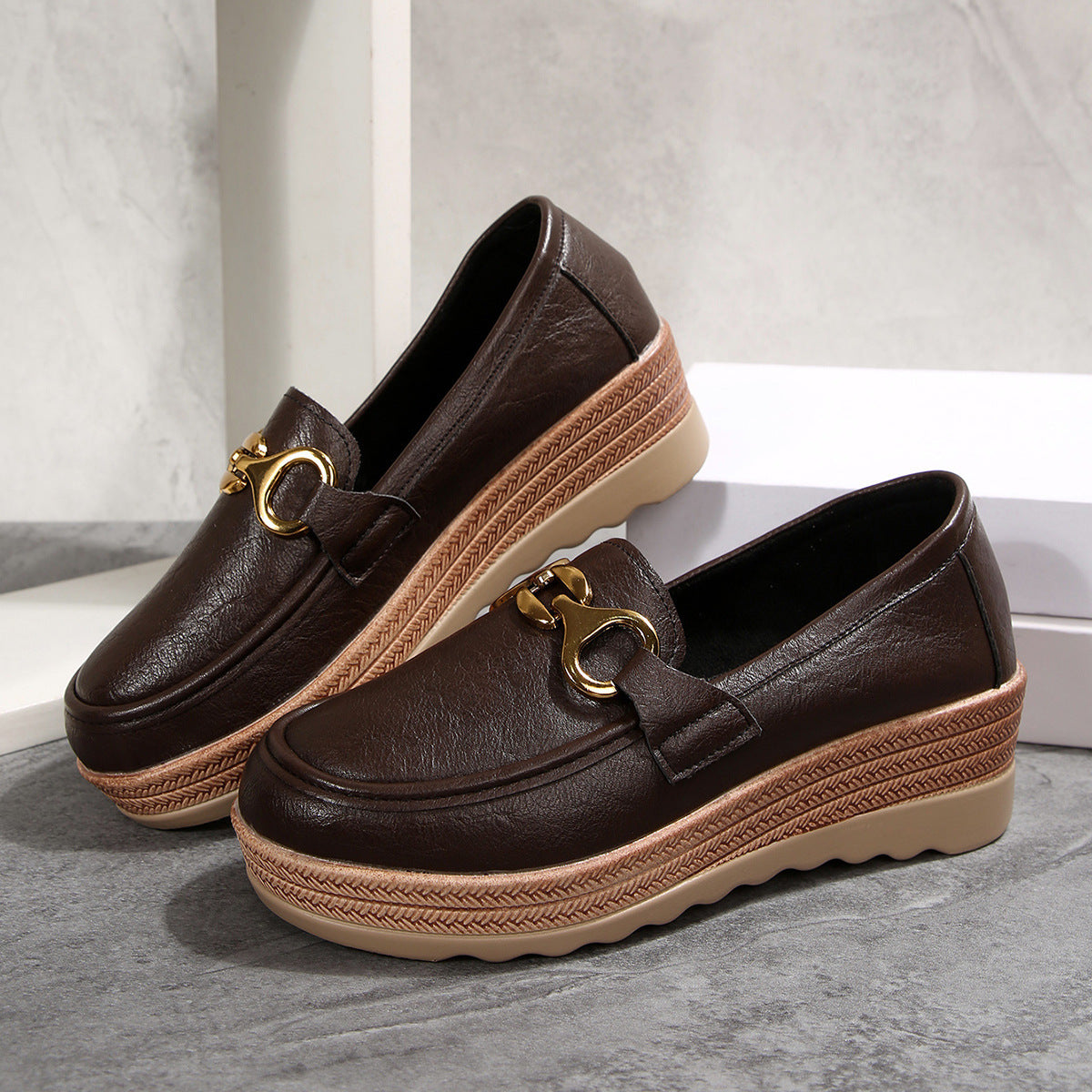 Damen Schicke Loafers mit modischem Kork-Detail und rutschfester Sohle