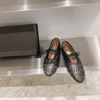 Damen elegante Ballerinas im modischen Lochdesign mit verstellbarem Riemen R&B
