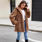 Damen Furry Parka mit Kapuze und elegantem Schnitt R&B