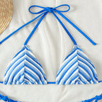 Damen Triangel-Bikini mit strukturiertem Stoff und verstellbaren BindR&Bändern R&B