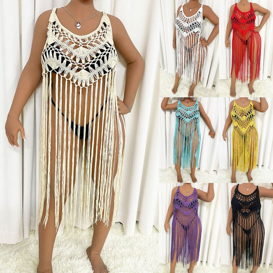 Damen Strandponcho mit Fransen R&B