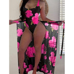 Damen Einteiler Badeanzug mit floralem Cover-Up R&B