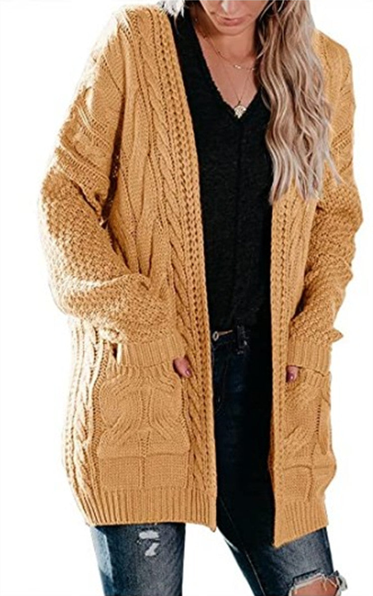 Damen Grobstrickjacke mit tiefen Taschen und strukturiertem Kabelmuster R&B