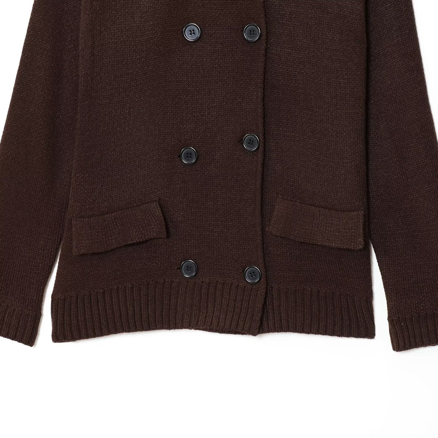 Damen elegante Strickjacke mit doppelter Knopfleiste und praktischen Taschen R&B