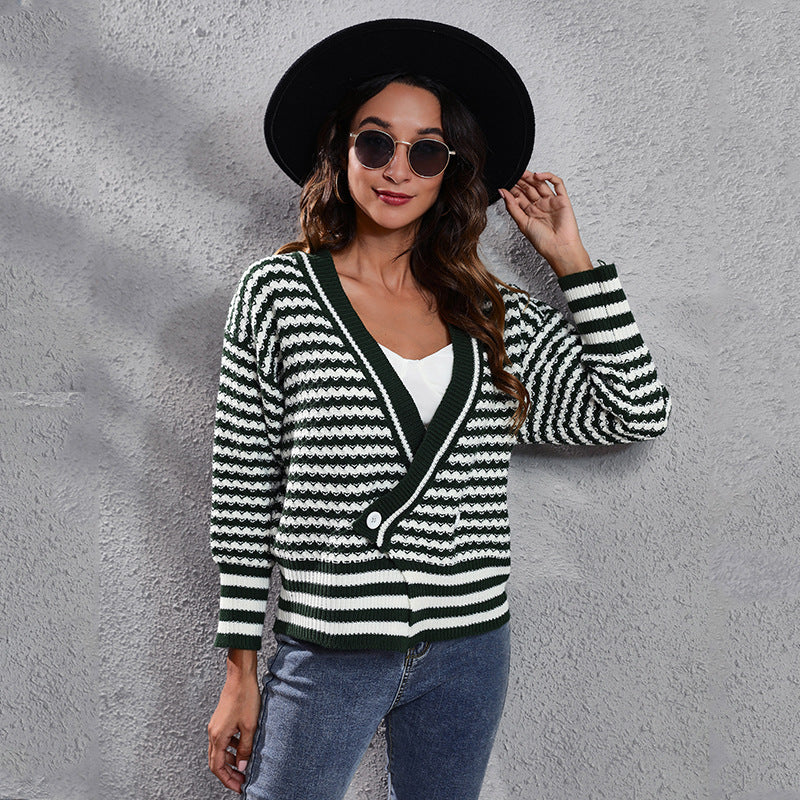 Damen Grobstrickpullover mit modischem Wellenmuster und weitem Schnitt R&B