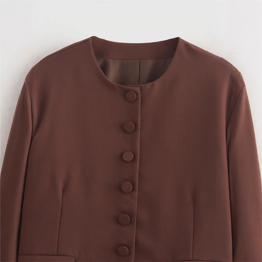 Damen Stilvolle Kurzjacke mit Knopfdetails R&B