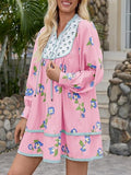 Damen Blusenkleid mit floralem Design und gerafftem Ausschnitt R&B