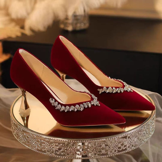 Damen elegante spitze Pumps mit funkelnden Strassakzenten R&B