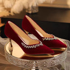 Damen elegante spitze Pumps mit funkelnden Strassakzenten R&B