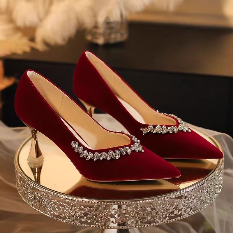 Damen elegante spitze Pumps mit funkelnden Strassakzenten R&B