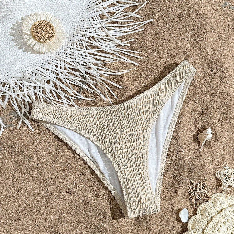 Damen Bikinihöschen mit elastischem Rüschendesign und hohem Beinausschnitt R&B