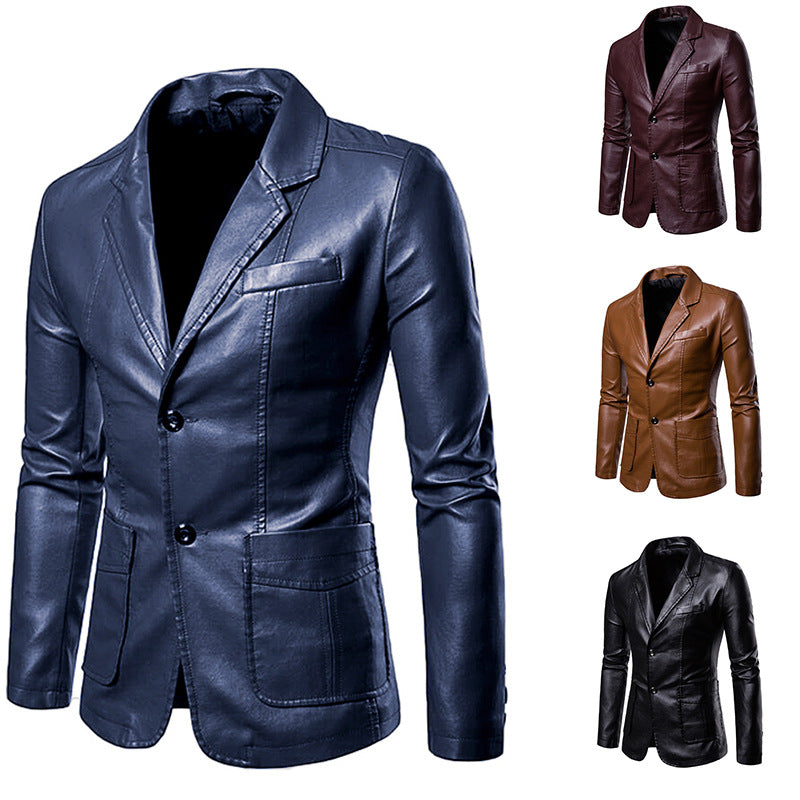 Herren elegante Kunstlederjacke mit modernem Schnitt und praktischen Taschen R&B