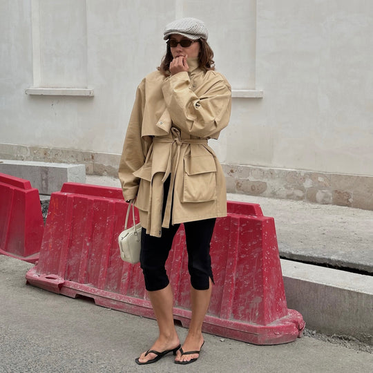 Damen Oversized Utility-Jacke mit Gürtel und großen Taschen R&B