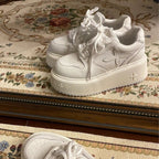Damen Plateau Sneakers mit strukturiertem Obermaterial und rutschfester Sohle
