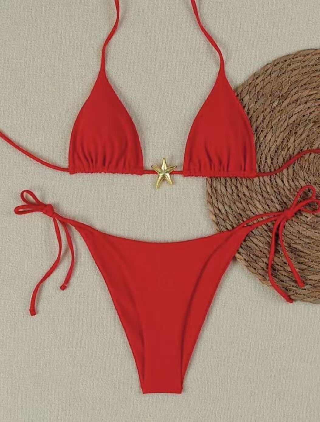 Damen Bikini-Set mit verstellbarem Triangel-Oberteil und hoher Taillenhose R&B