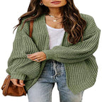 Damen Oversized Strickpullover mit Ballonärmeln und Strukturdesign R&B