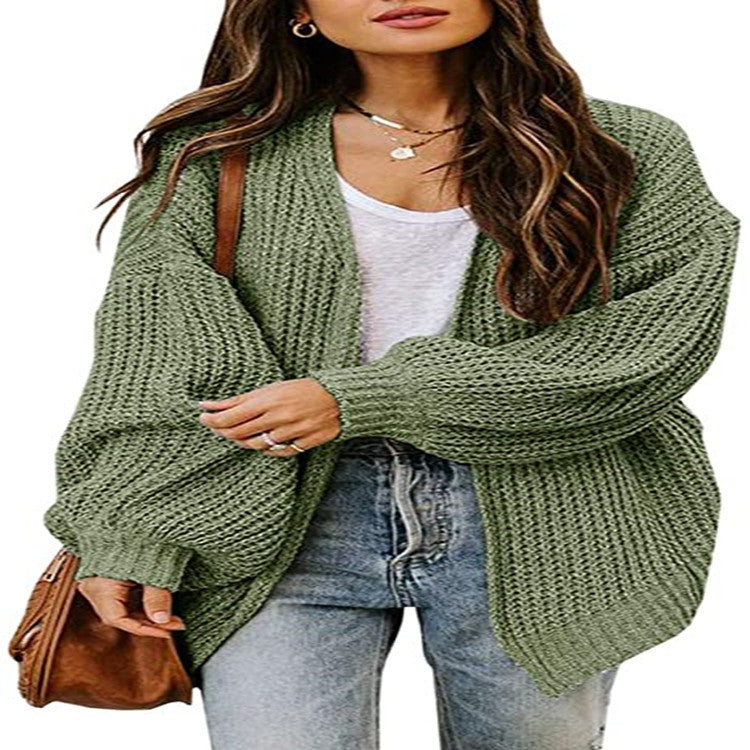 Damen Oversized Strickpullover mit Ballonärmeln und Strukturdesign R&B