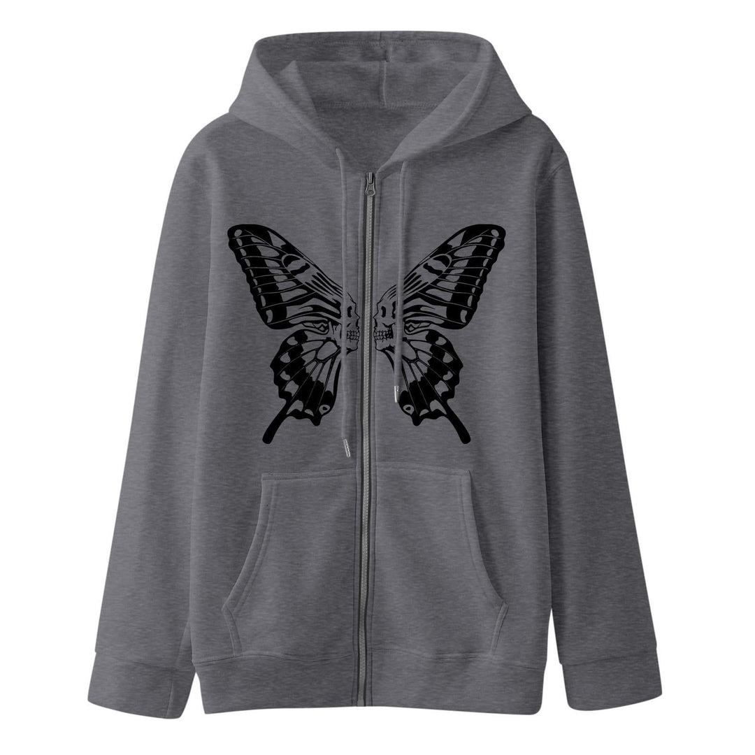 Damen Kapuzensweatjacke mit einzigartigem Schmetterlingsdruck R&B