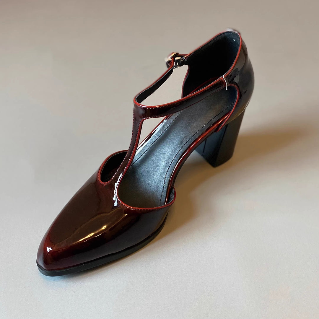 Damen elegante Plateau-Pumps mit modischem Riemchen und stilvollem Glanz R&B