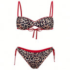 Damen Triangel-Bikini mit animalischem Druck und verstellbaren Trägern R&B