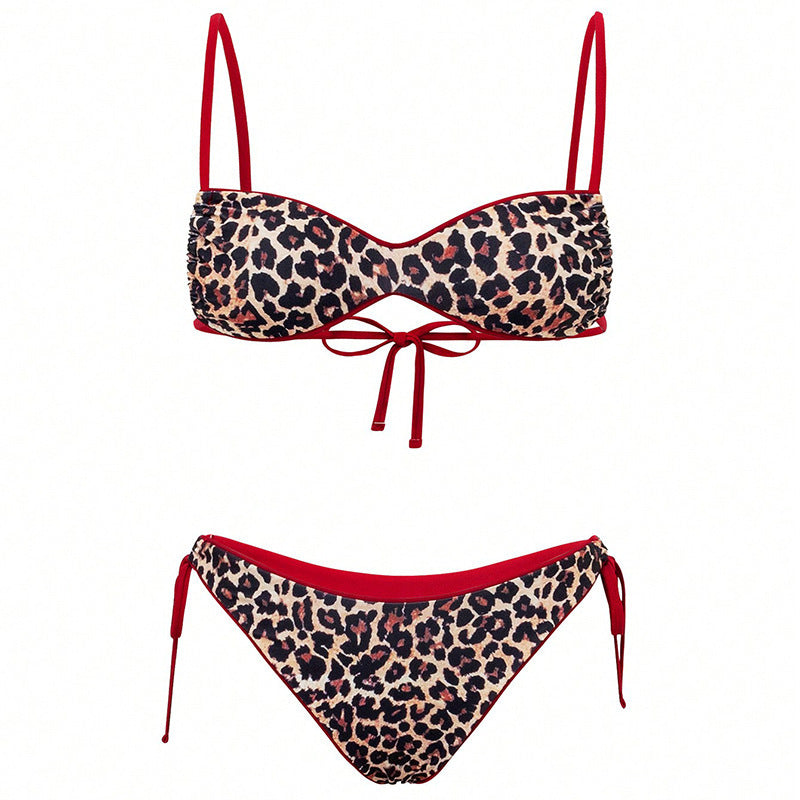 Damen Triangel-Bikini mit animalischem Druck und verstellbaren Trägern R&B