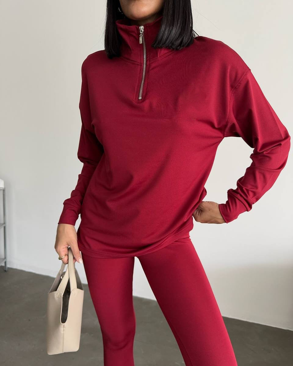 Damen Sportlicher Hoodie mit Stehkragen R&B