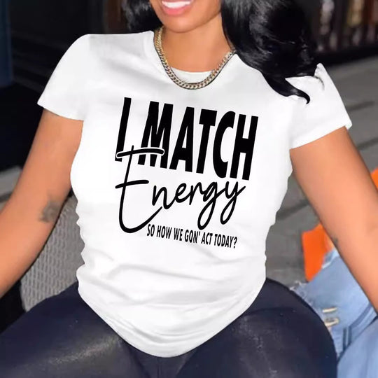 Damen Motiviertes Kurzarm-T-Shirt mit kreativem Schriftzug R&B