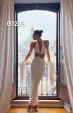 Damen Elegante Corsage-Bluse mit transparenten Ärmeln R&B