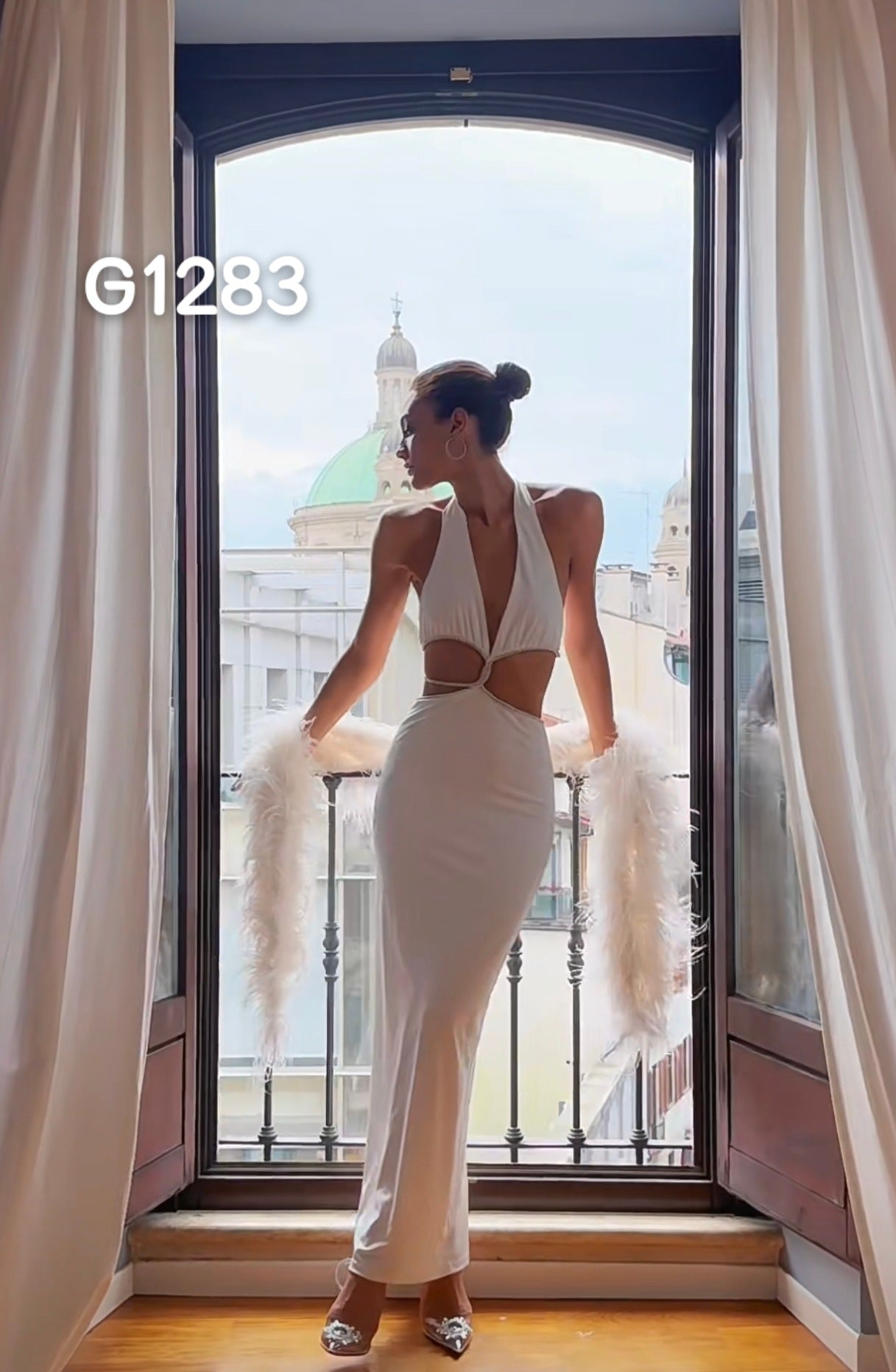 Damen Elegante Corsage-Bluse mit transparenten Ärmeln R&B