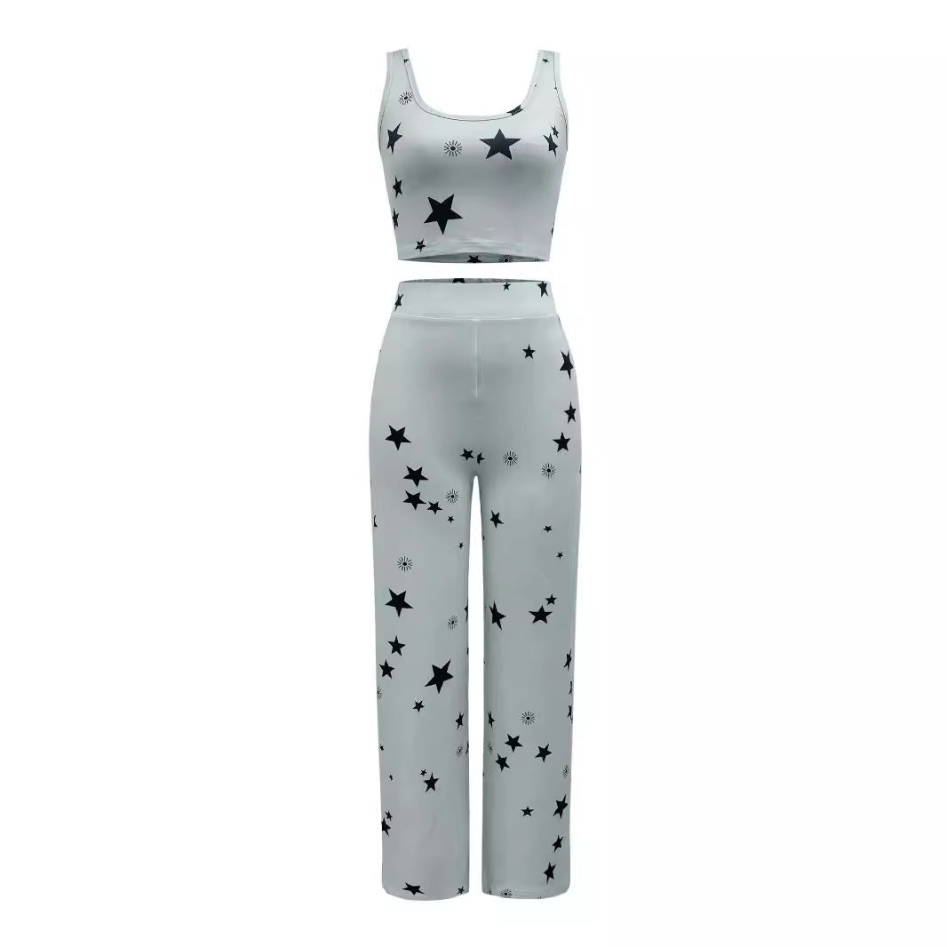 Damen Zweiteiliges Star-Muster Freizeit-Set R&B