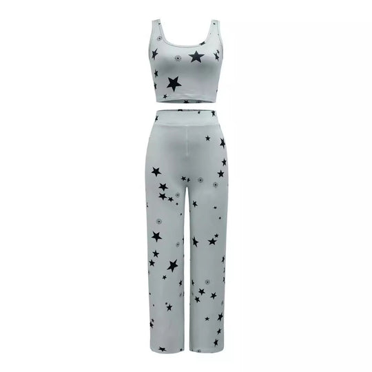 Damen Zweiteiliges Star-Muster Freizeit-Set R&B