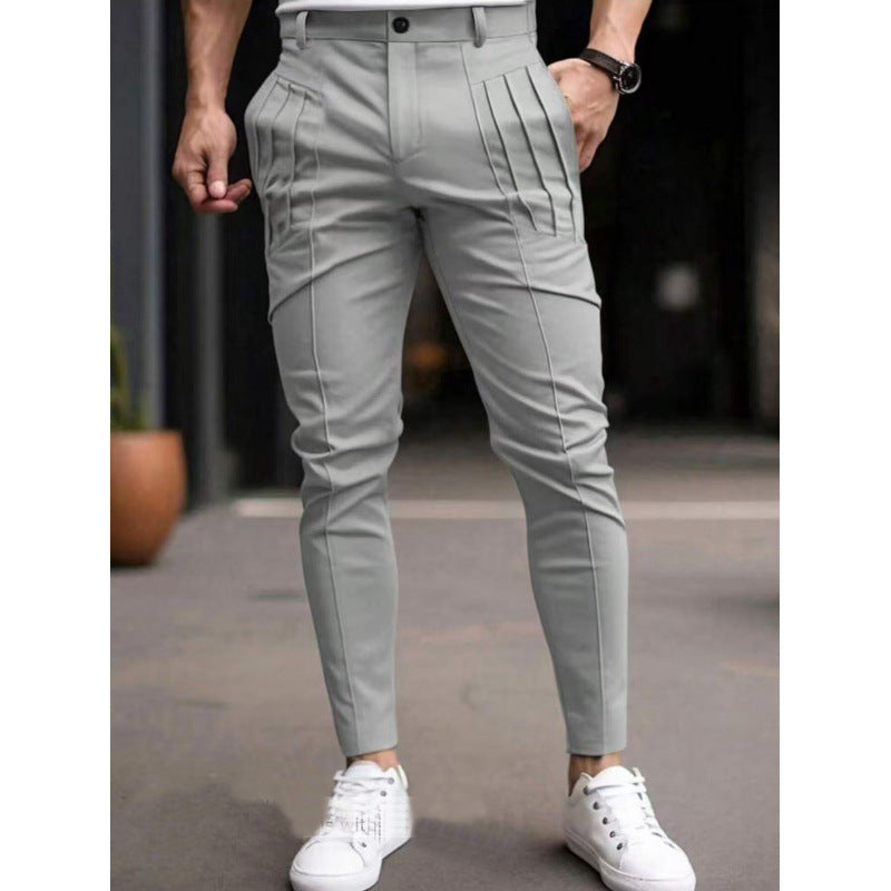 Herren Stoffhose Slim Fit mit Bundfalten