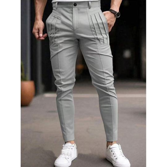 Herren Stoffhose Slim Fit mit Bundfalten
