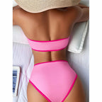 Damen Bandeau-Bikini mit hohem Bund und eleganten Akzenten R&B