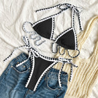 Damen Triangel-Bikini mit verspieltem Zickzackmuster R&B
